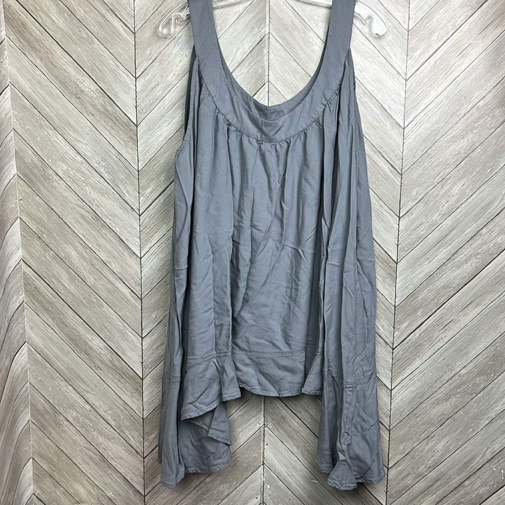 Indigo Thread Co Flowy Tank Top Shark Bite Hem 3x slate blue/grey